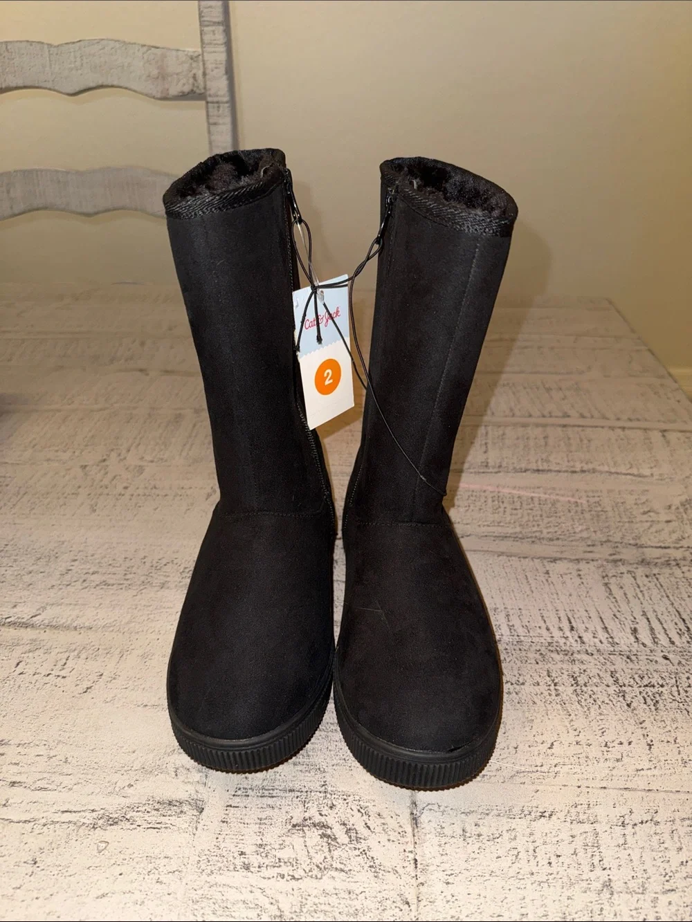 Cat & Jack Black Girls' Tall Winter Boots
